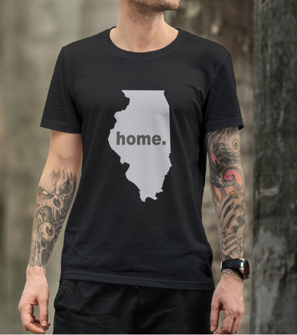 Illinois State Outline Home Text T-Shirt