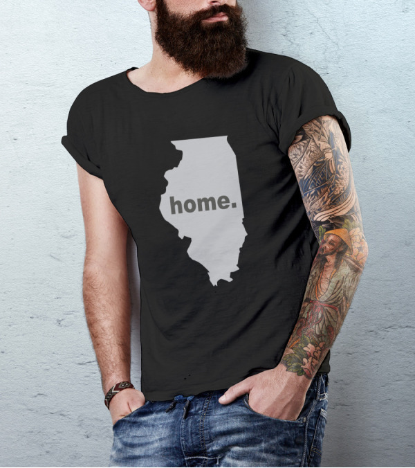 Illinois State Outline Home Text T-Shirt