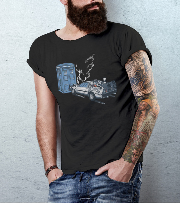 Police Box Meets Time Machine - It Came Out Of Nowhere T-Shirt
