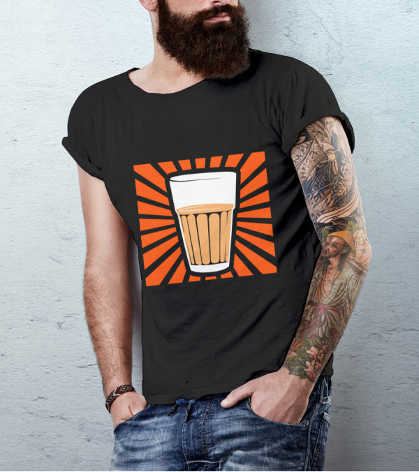 Make Chai Not War Bold Text With Radiating Chai Glass T-Shirt