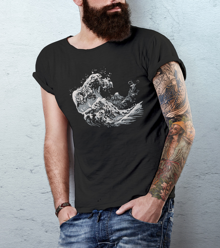 New Waves Hokusai Inspired Ocean Artwork Japan T-Shirt