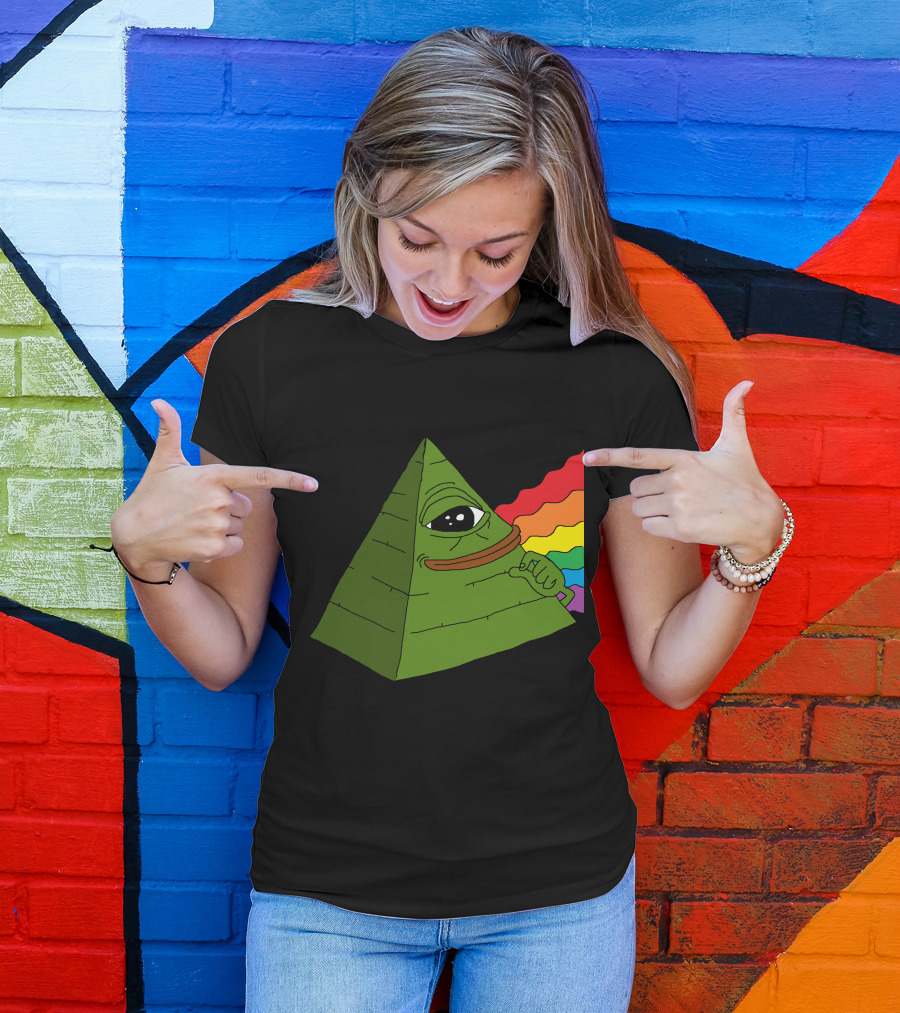 Pepe The Illuminati Pyramid Eye With Rainbow Beam T-Shirt