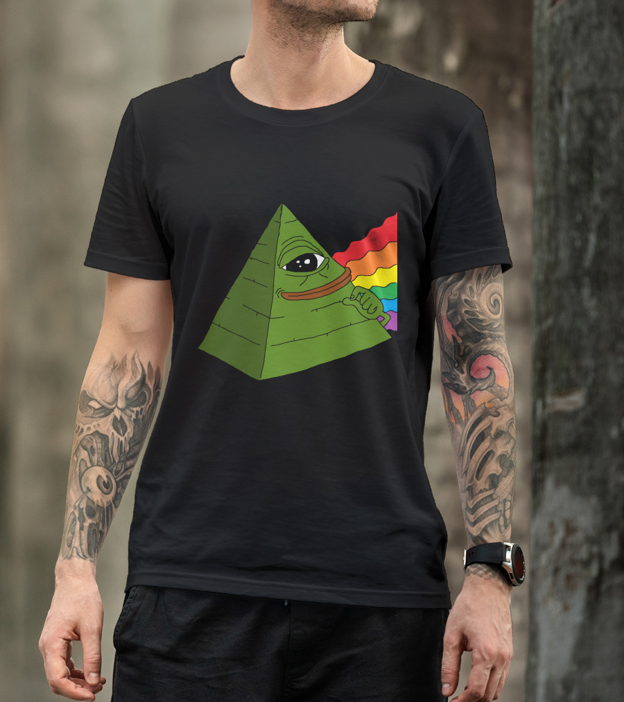 Pepe The Illuminati Pyramid Eye With Rainbow Beam T-Shirt