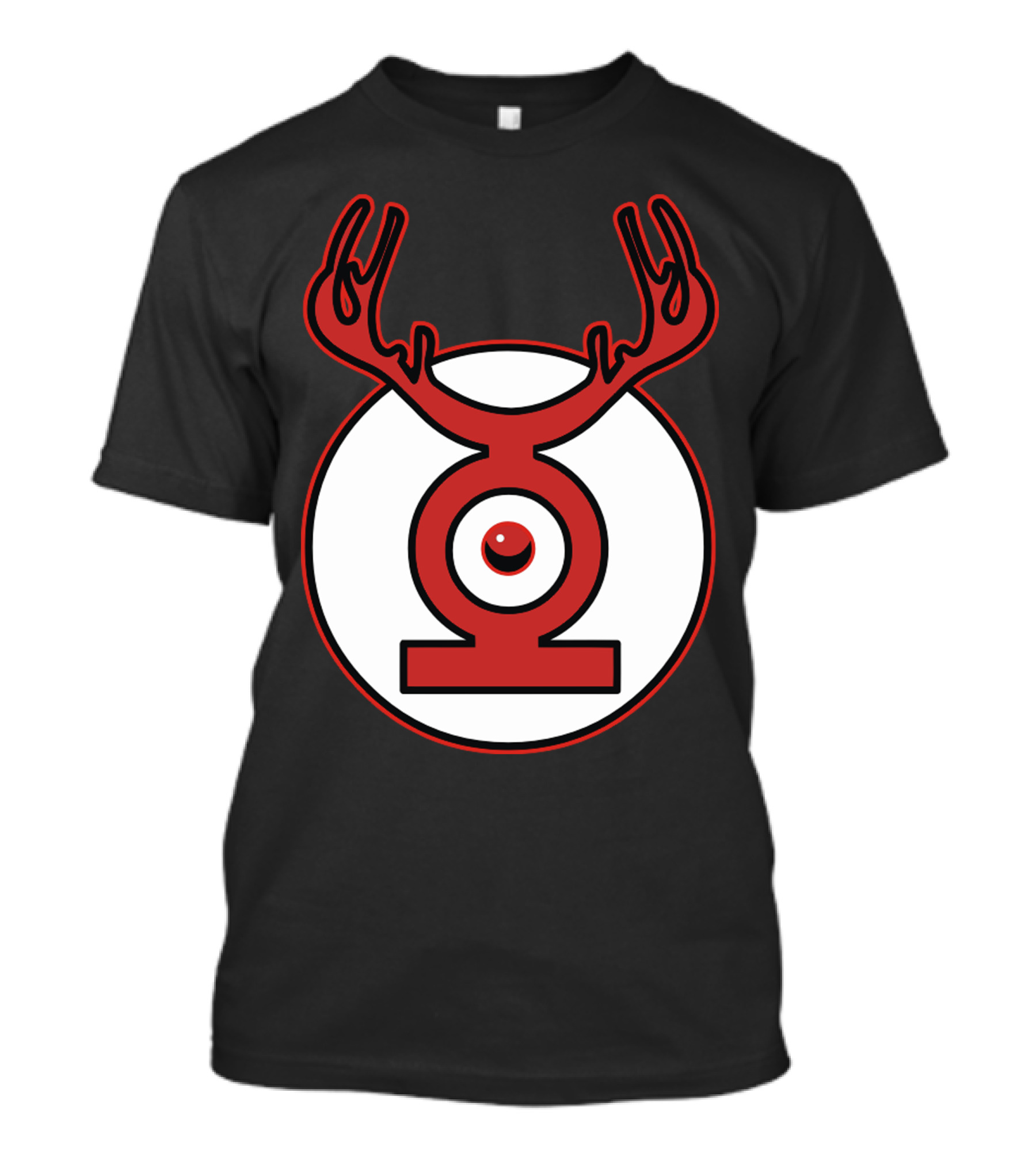 Red Lantern Anime Eye Emblem With Stylized Antlers T-Shirt