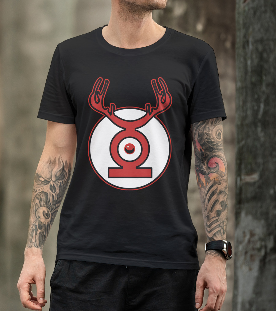 Red Lantern Anime Eye Emblem With Stylized Antlers T-Shirt