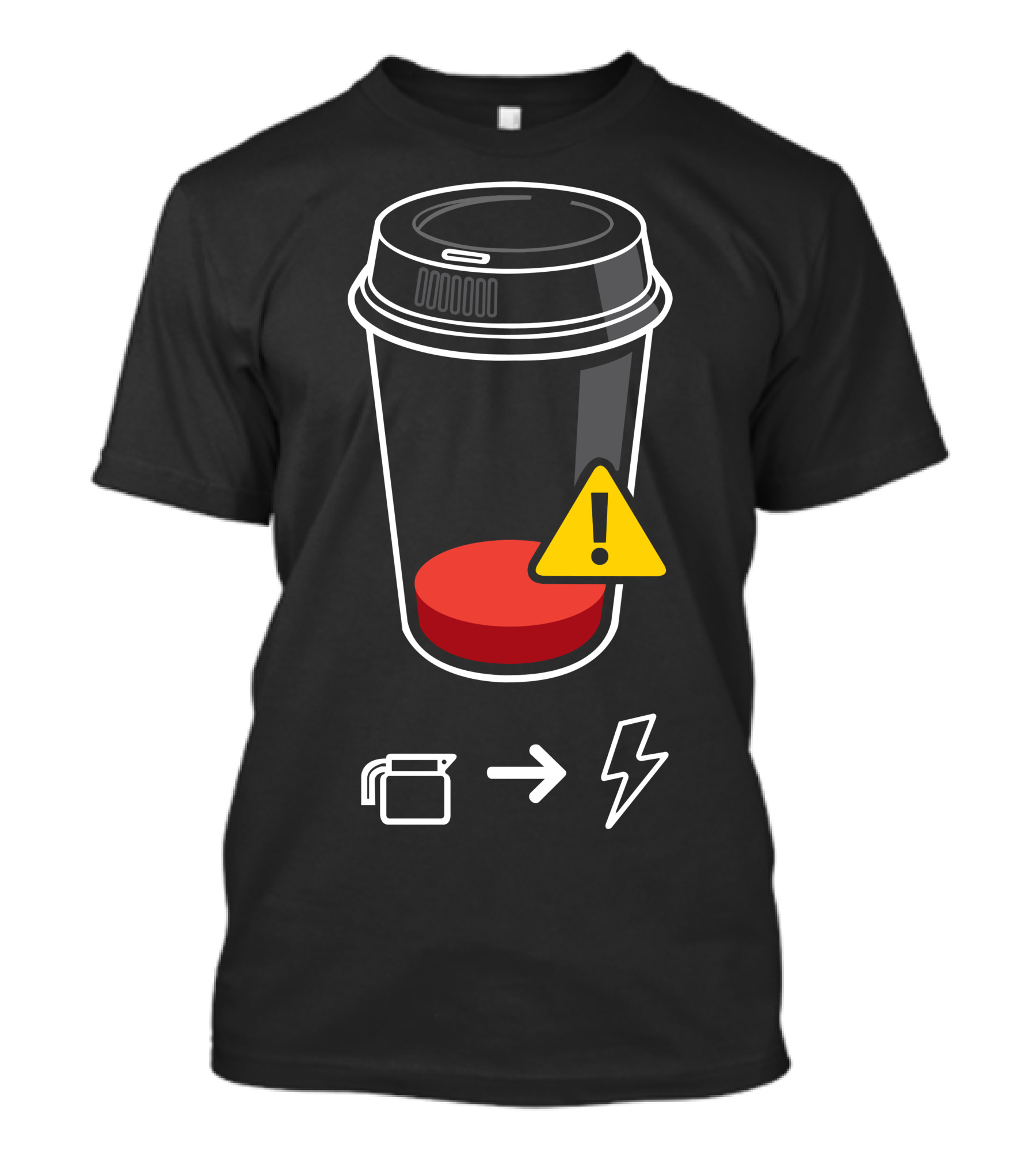 Refill Required Coffee Cup Low Battery Warning Symbol Energy Boost T-Shirt