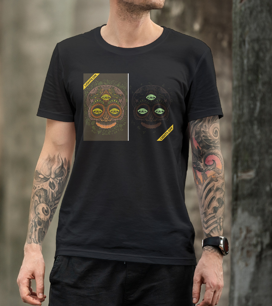 See No Evil Three Eyed Skull Lights On Off T-Shirt