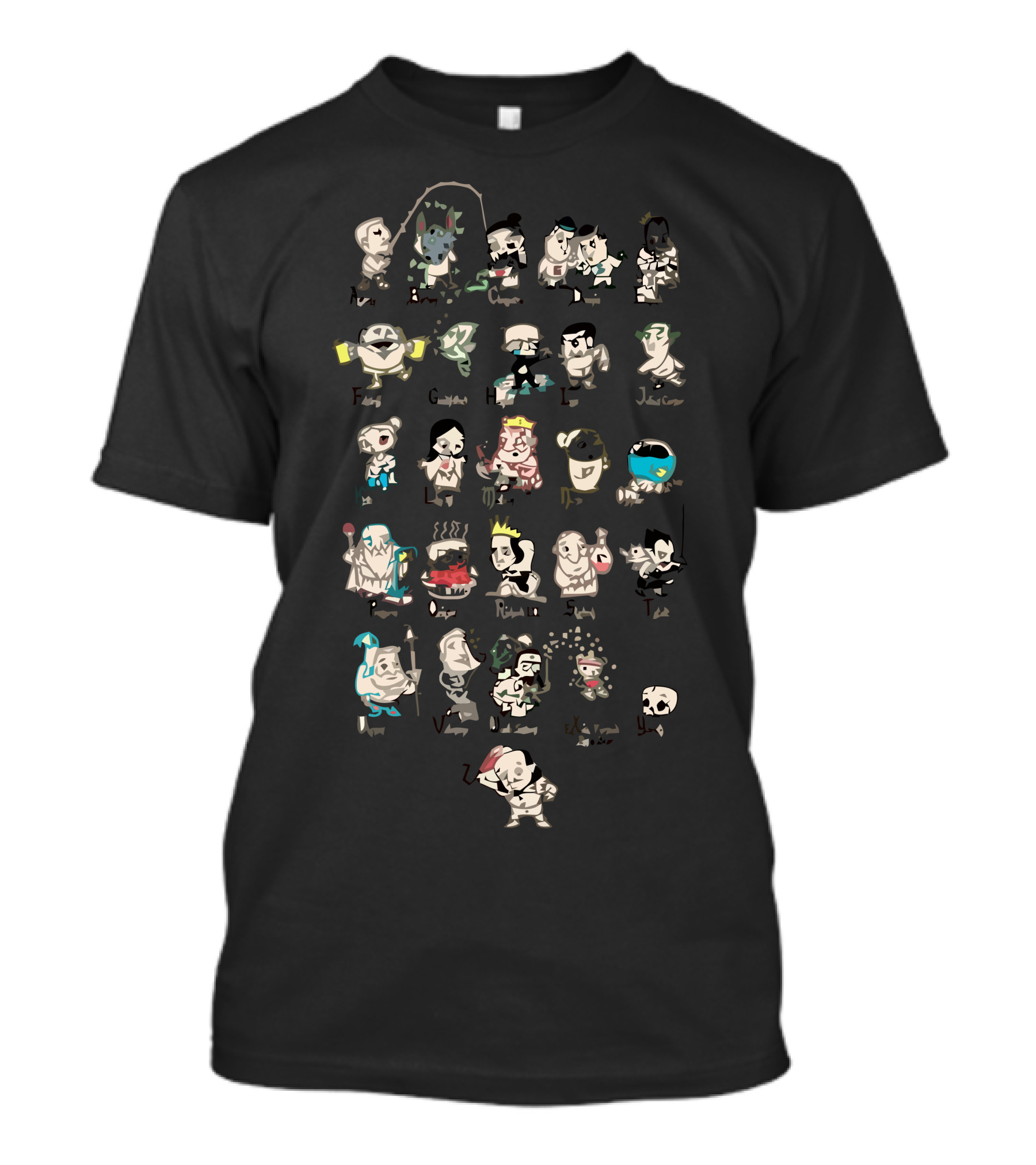 Shakespeare Characters Cartoons Hamlet Macbeth Romeo Juliet Othello King Lear Cleopatra Midsummer Night's Dream T-Shirt