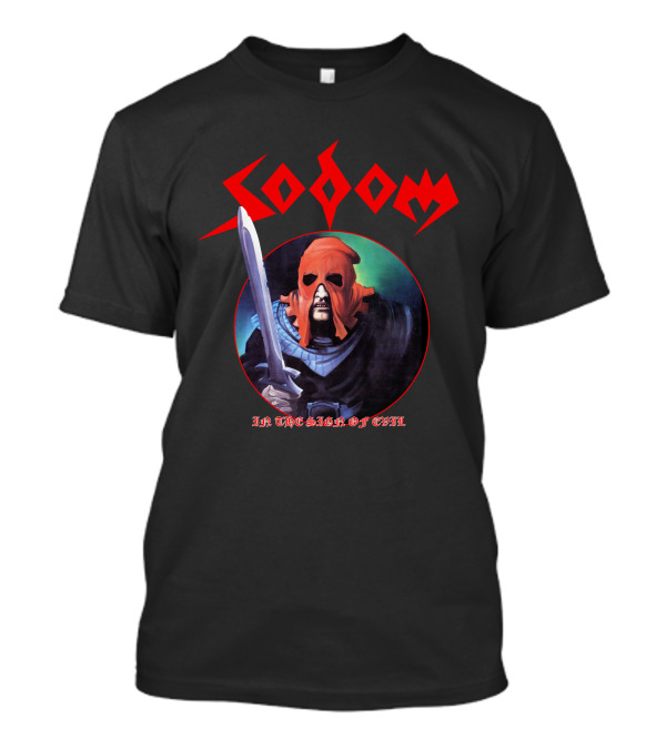 Sodom In The Sign Of Evil Warrior With Sword Mask T-Shirt