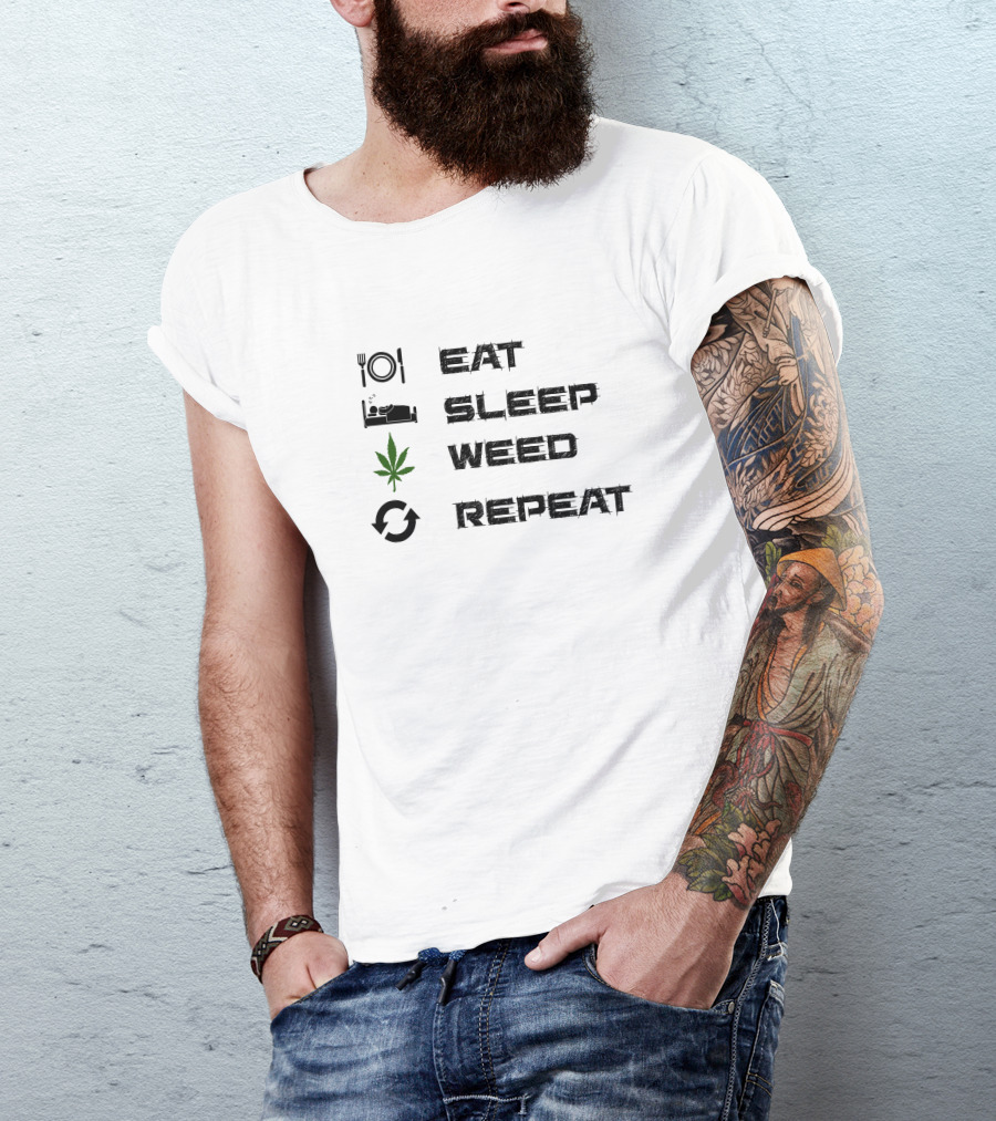 Eat Sleep Weed Repeat Cannabis Lifestyle Cycle T-Shirt