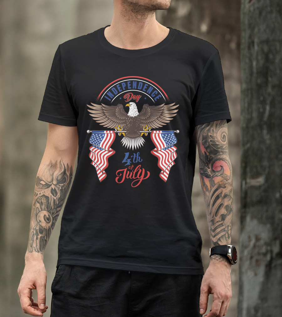 Independence Day 4th Of July Eagle With American Flags T-Shirt