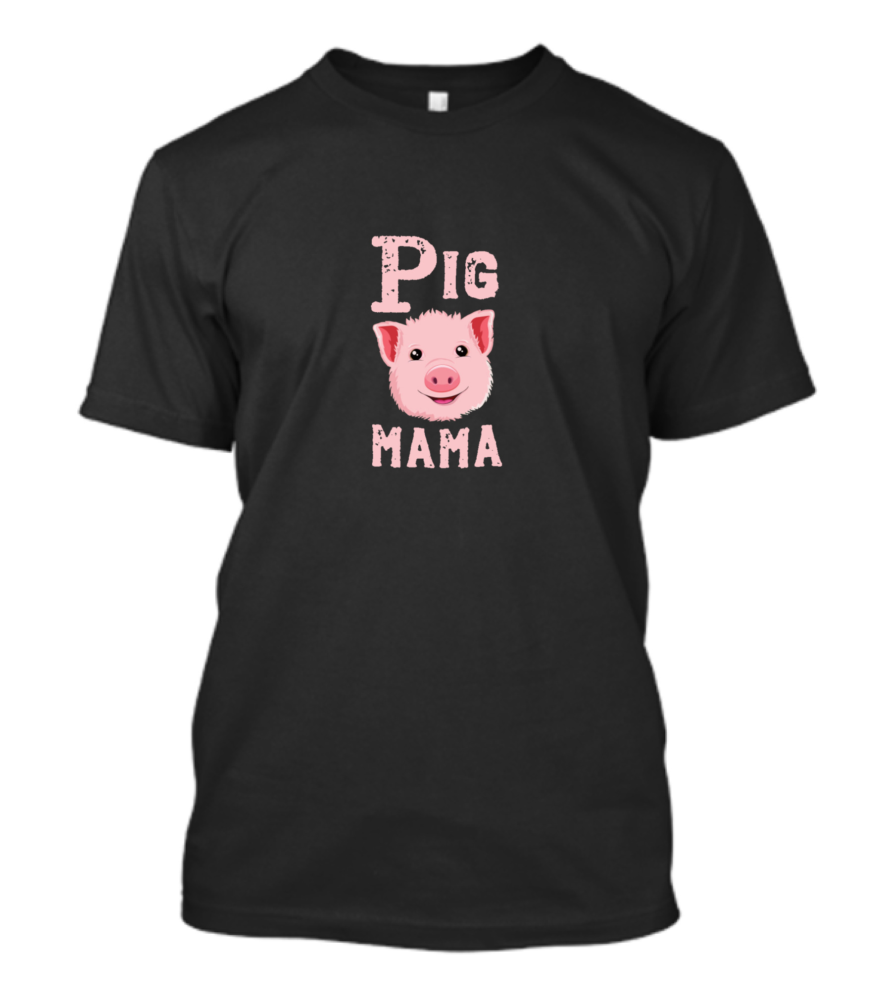 Pig Mama Cute Pink Piglet Face T-Shirt