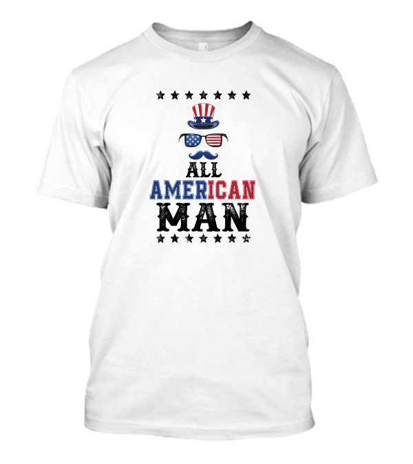 All American Man Patriotic Flag Sunglasses 4th Of July T-Shirt