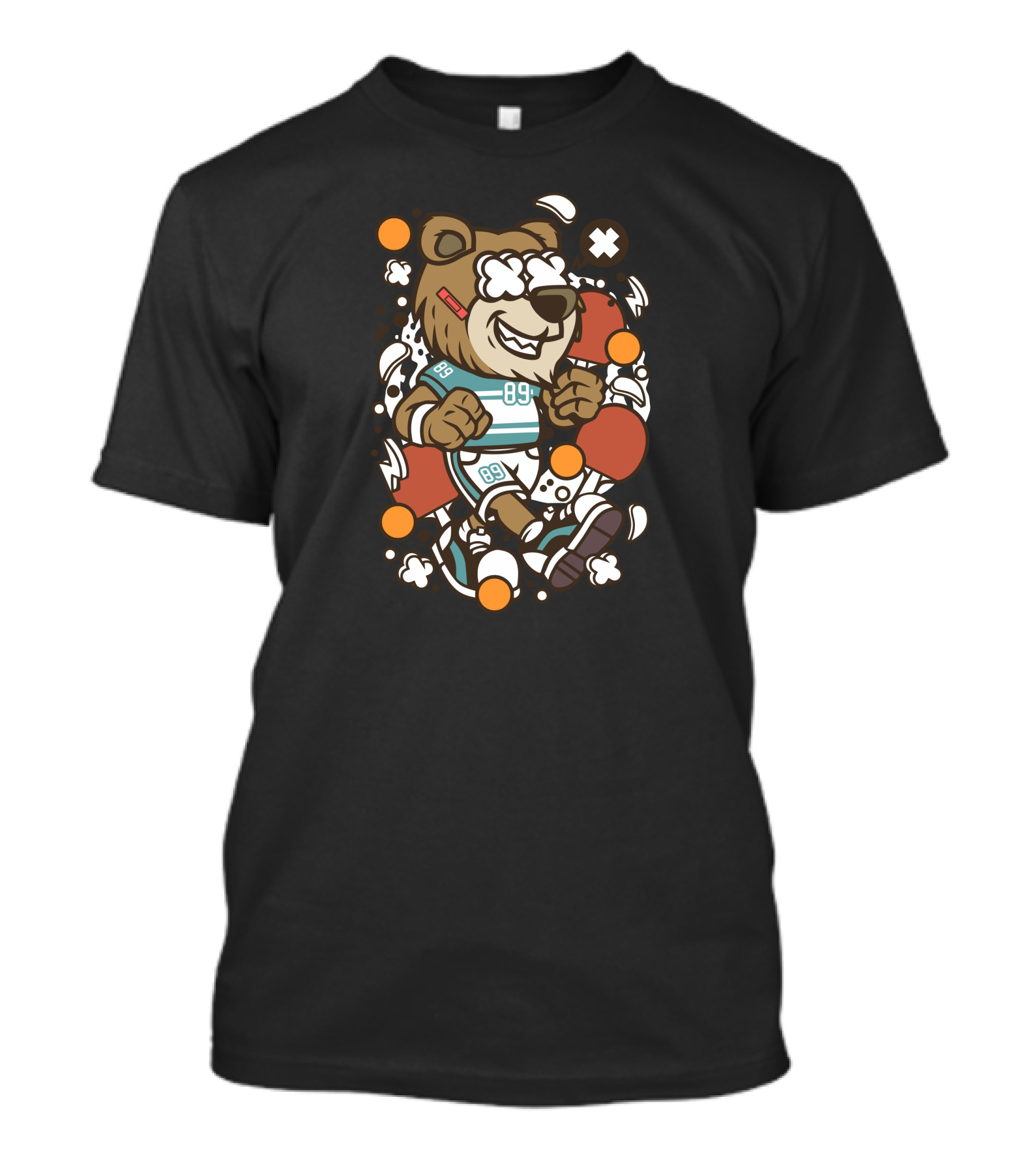 Bear Playing Table Tennis In Athletic Jersey 89 T-Shirt