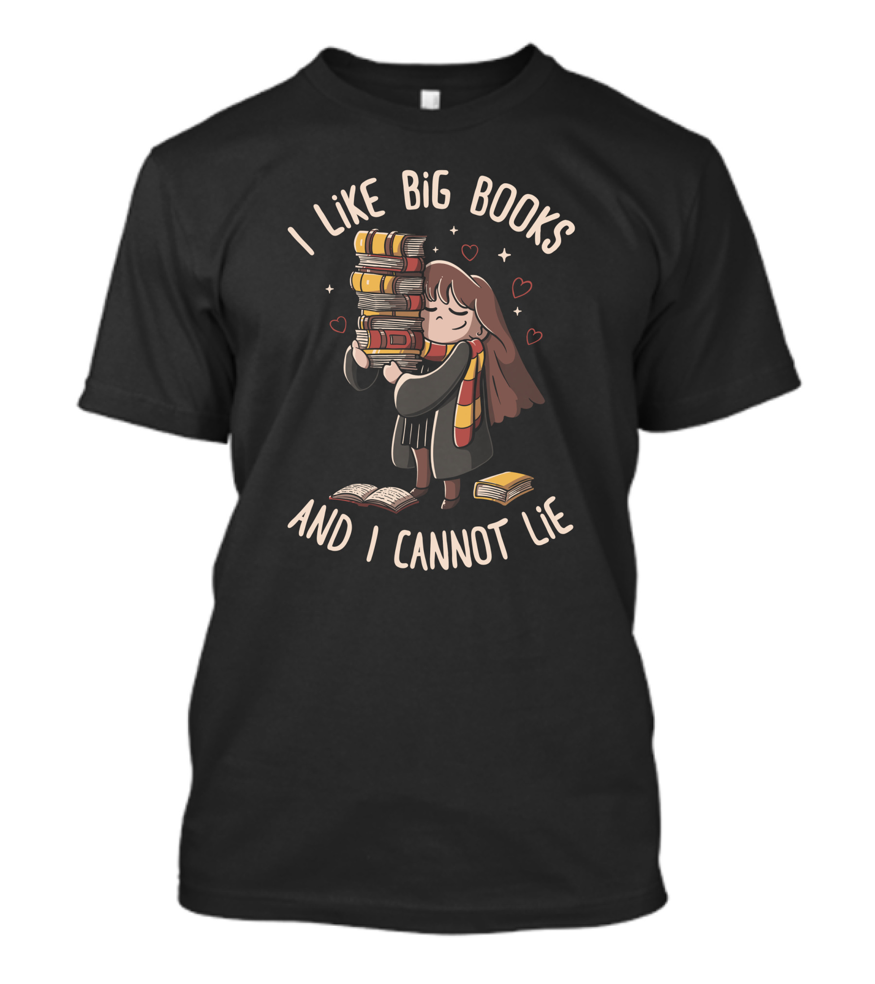 I Like Big Books And I Cannot Lie Wizard Girl With Book Stack T-Shirt