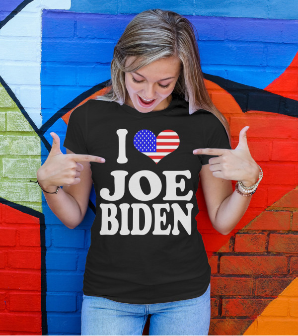 I Heart Joe Biden With American Flag T-Shirt