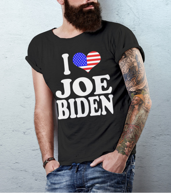 I Heart Joe Biden With American Flag T-Shirt