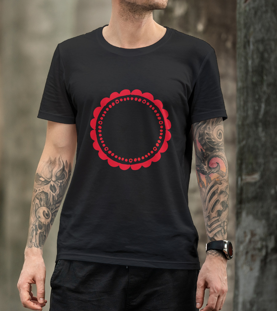 My Papa My World Red Scalloped Circle Typography T-Shirt