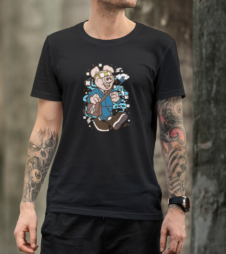 Pig In Business Suit With Briefcase And Glasses T-Shirt