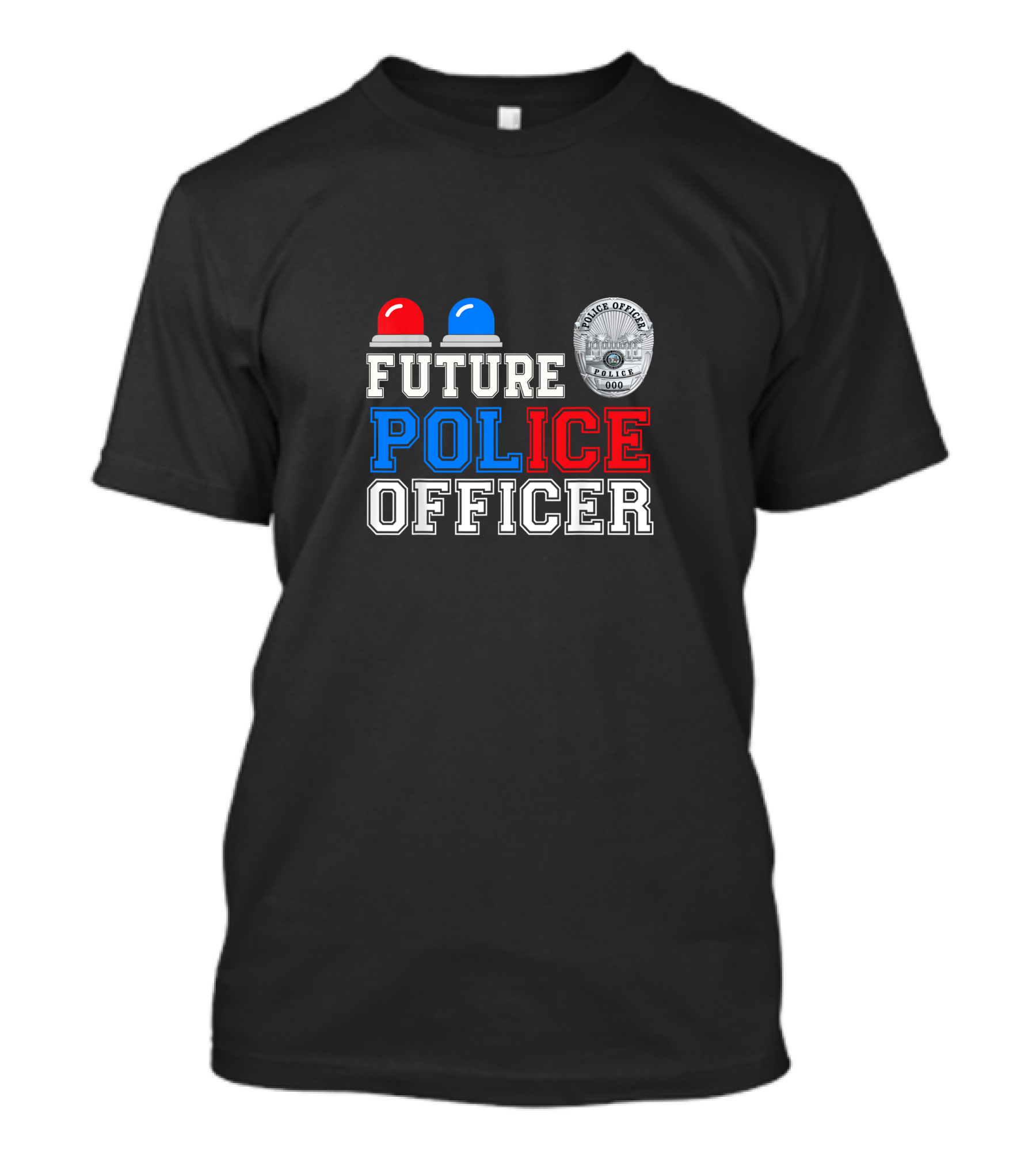 Future Police Officer Badge And Lights Enthusiast Kids T-Shirt