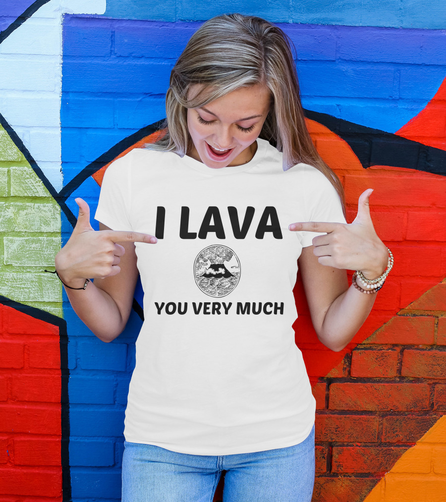I Lava You Very Much Volcano And Ocean Scene T-Shirt