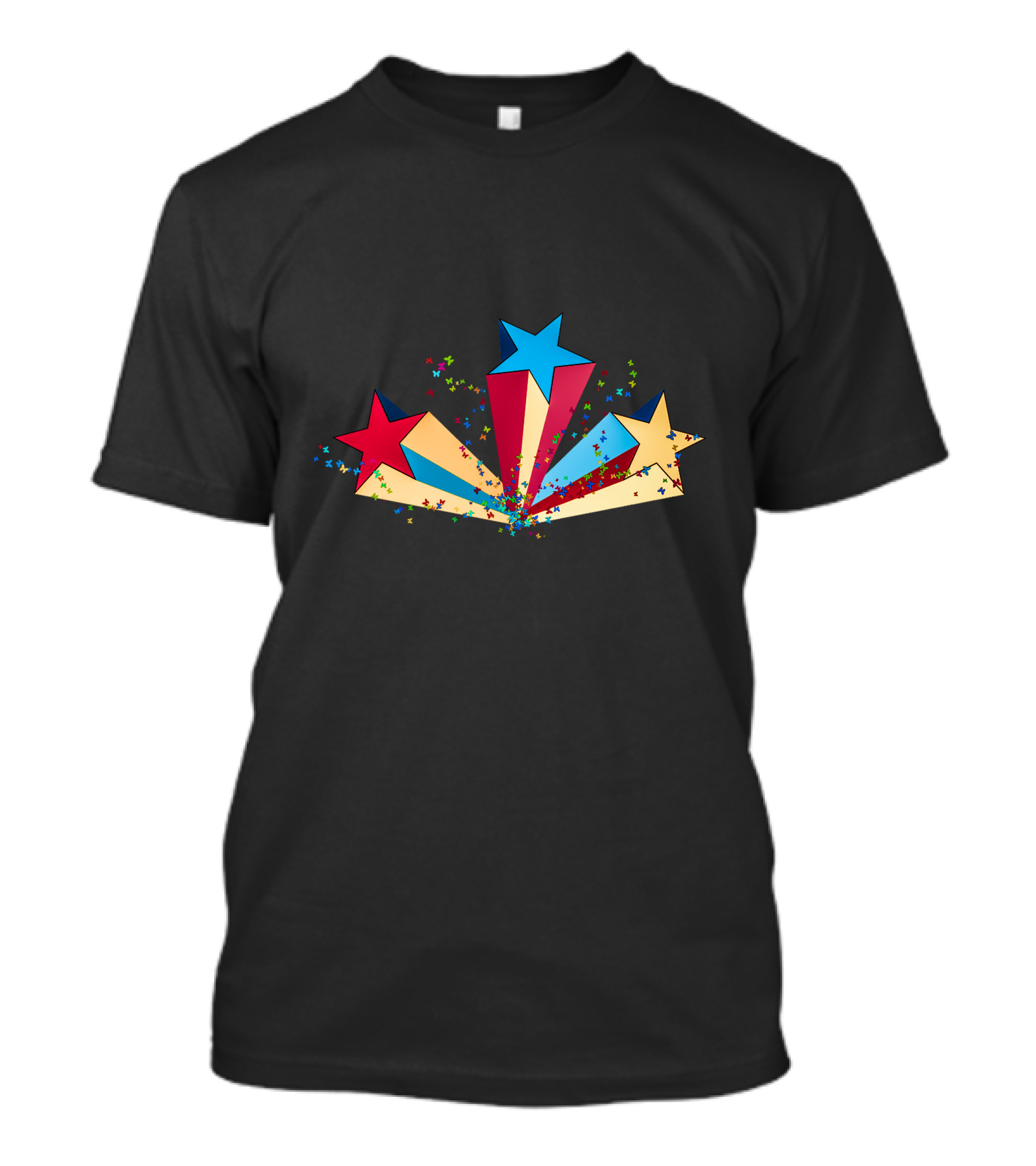 Unique Colorful Starburst Red Blue Yellow Explosion T-Shirt