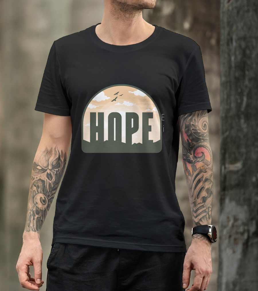 HOPE Peaceful Sunrise With Birds And Clouds T-Shirt