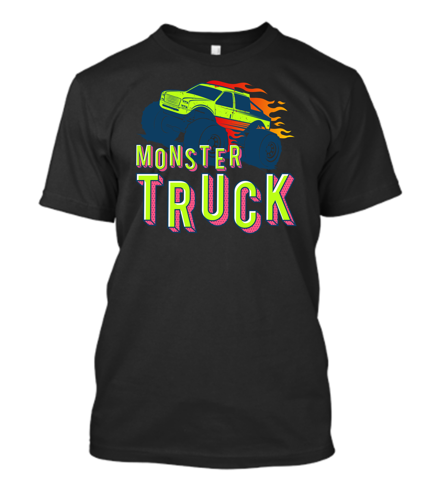 Vintage Monster Truck Racing Lovers Neon Flames T-Shirt