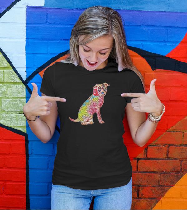 A Beautiful White And Colorful Dog T-Shirt