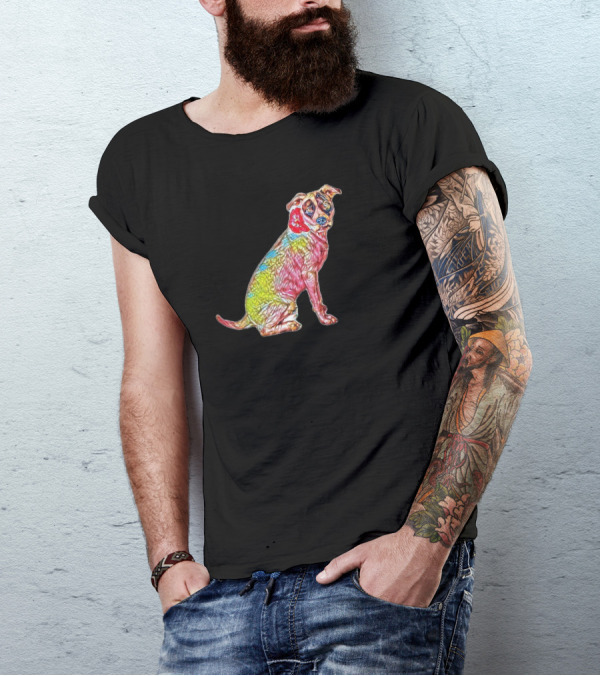 A Beautiful White And Colorful Dog T-Shirt