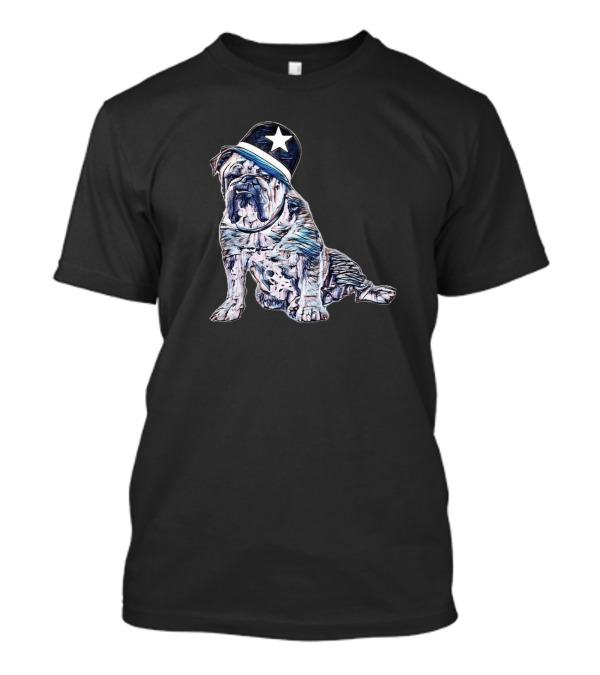 A Big English Bulldog Wearing A Star Hat T-Shirt
