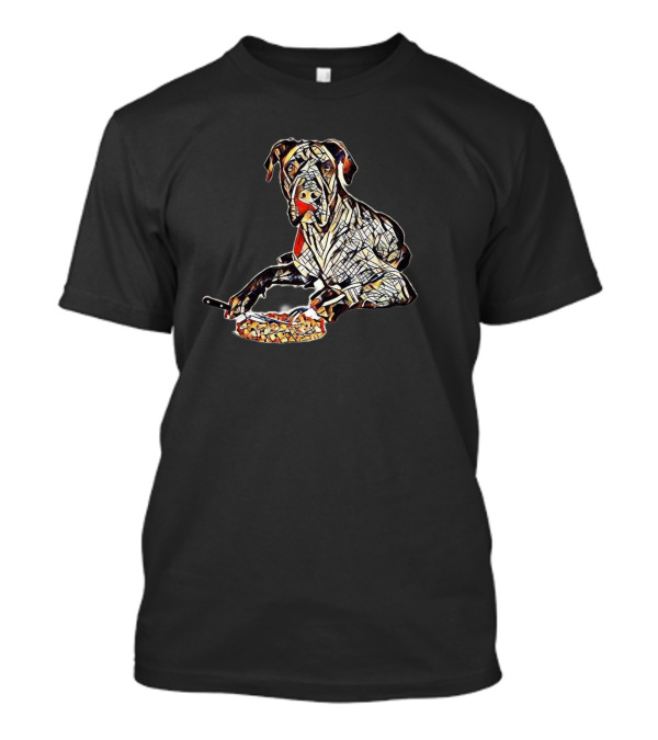 A Blue Great Dane Dog Laying Mosaic Style Artwork Eating T-Shirt