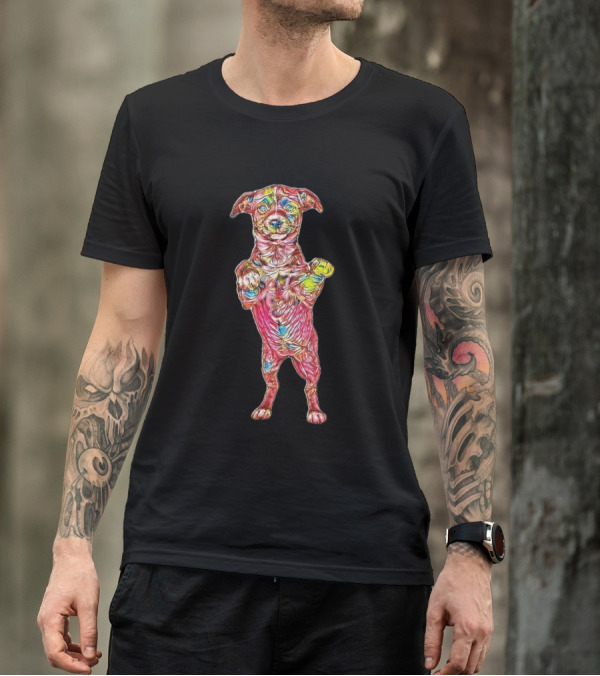 A Cute Little Black And White Vibrant Puppy Standing Tall T-Shirt