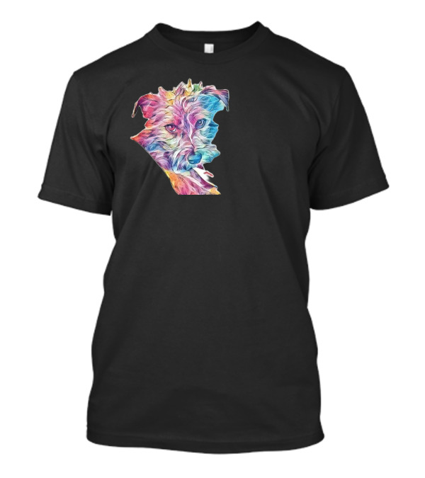 A Cute Sick Terrier Dog Layin Rainbow Watercolor T-Shirt