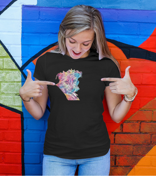 A Cute Sick Terrier Dog Layin Rainbow Watercolor T-Shirt