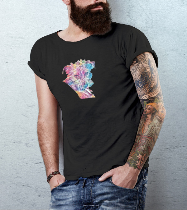 A Cute Sick Terrier Dog Layin Rainbow Watercolor T-Shirt
