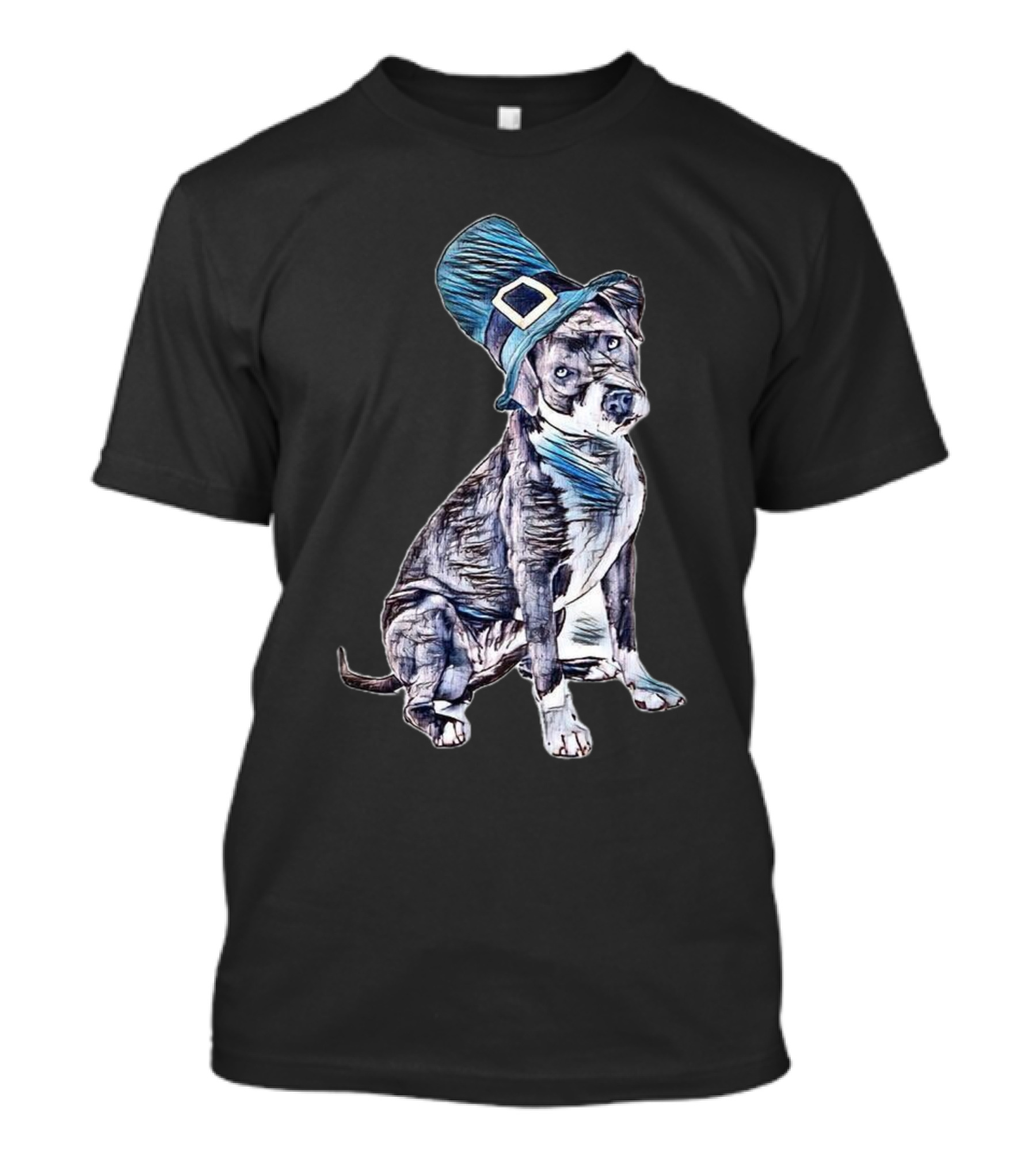 A Cute Terrier Mixed Breed Dog Wearing A Top Hat T-Shirt