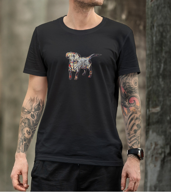 A Cute Young Mixed Small Bree Puppy Stained Glass T-Shirt