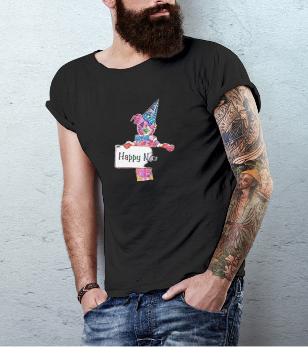 A Cute Young Terrier Mixed Bred Puppy Dog Happy New Year T-Shirt