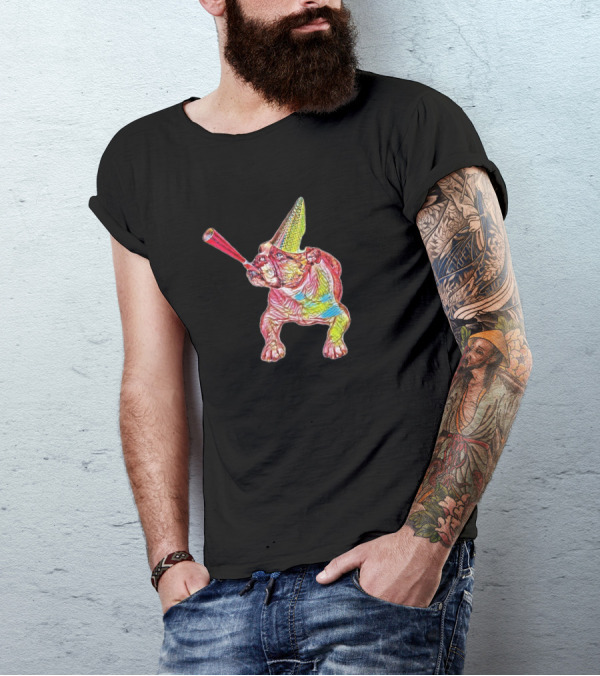 Colorful Bulldog With Party Hat And Horn T-Shirt