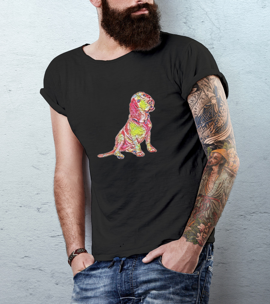 A Happy Young Basset Hound Do In Vibrant Colors T-Shirt