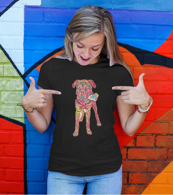 Colorful Artistic Portrayal Of A Large Mixed Breed Dog T-Shirt