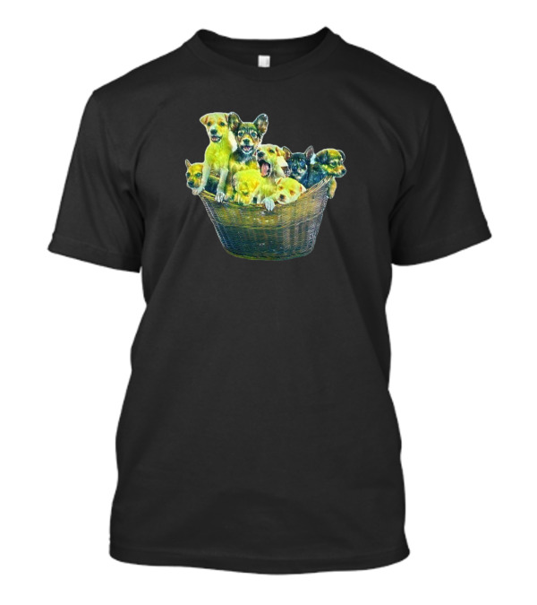 A Litter Of Eight Week Old Miker Bask Puppies In Basket T-Shirt