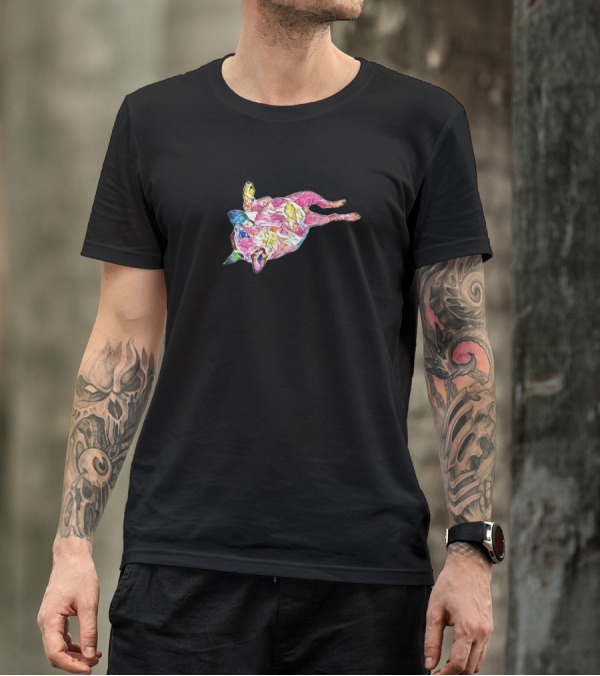 A Playful Australian Cattle Multicolored Abstract T-Shirt