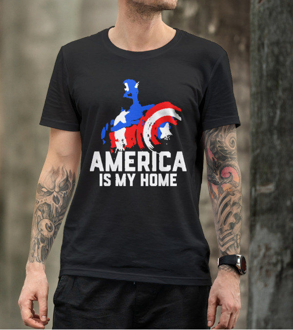 America Is My Home Captain America Shield 4th Of July T-Shirt