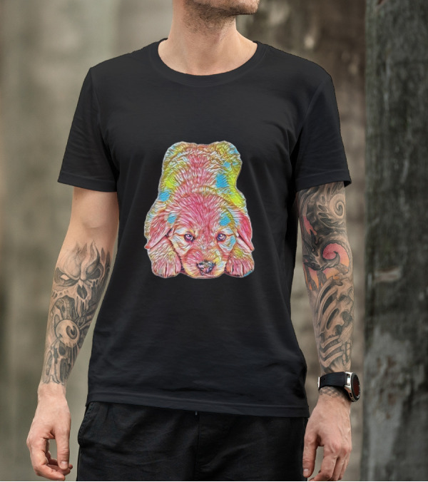 An Adorable Six Week Old Gold Retriever Puppy Colorful T-Shirt