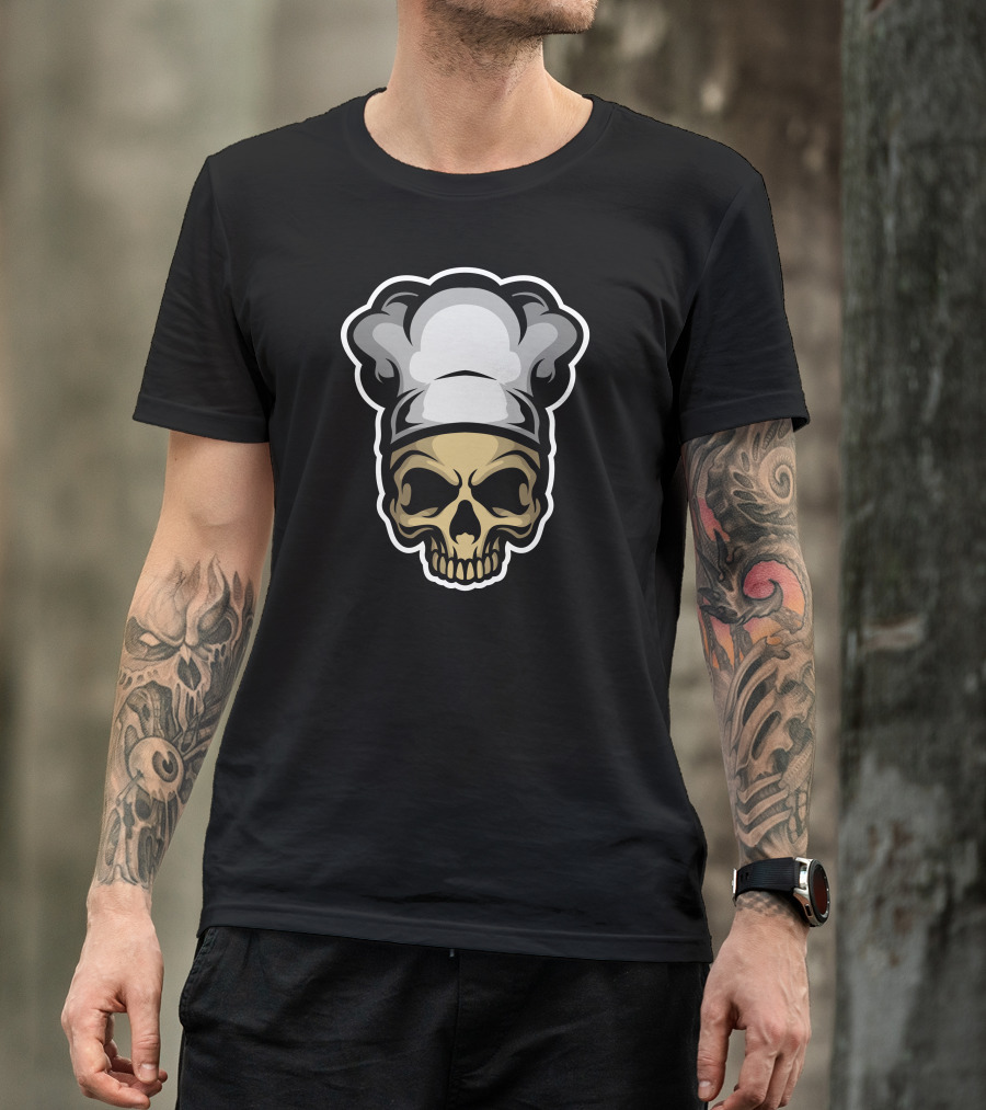 Angry Skull Chef Hat Cooking Skeleton T-Shirt