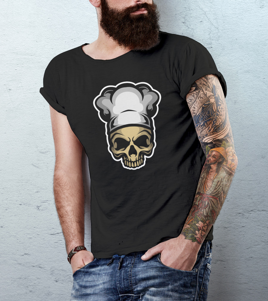 Angry Skull Chef Hat Cooking Skeleton T-Shirt