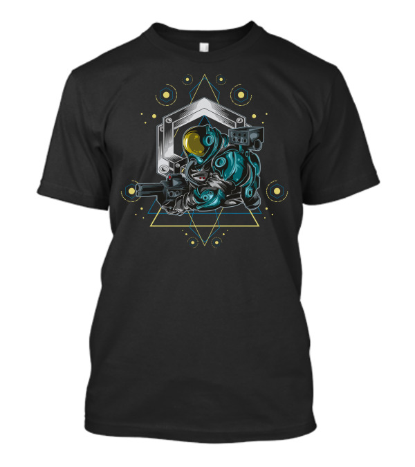 Astronaut War Futuristic Space Soldier Geometric Hexagon Triangles T-Shirt