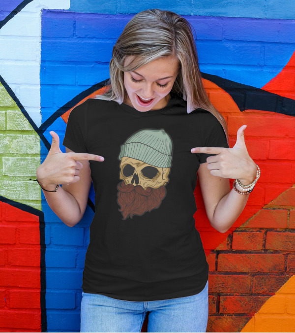 Beard Skull With Beanie T-Shirt